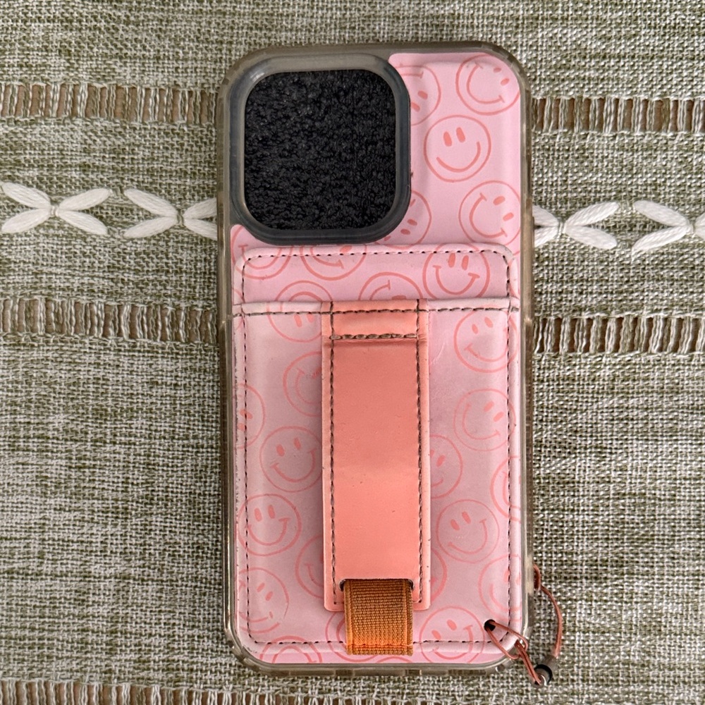 Pink Smiley Face Phone Case with Kickstand